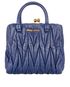 Miu Miu Mini Matelasse Top Handle, &pound;350, Handbags, Blue, Leather, Front view